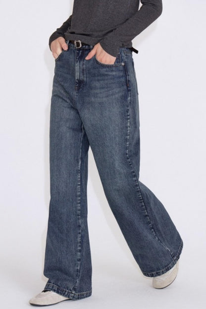 Straight Fit Retro Washed Straight Jeans