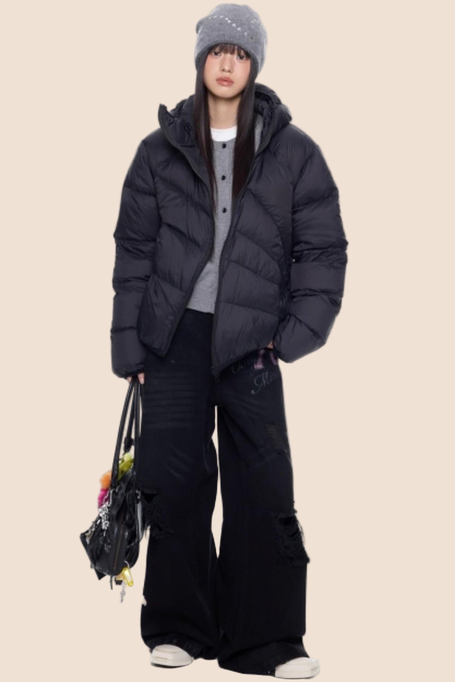 Deconstructed Hooded Down Jacket