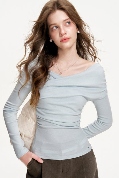 Romantisches Woll-Falten-Top