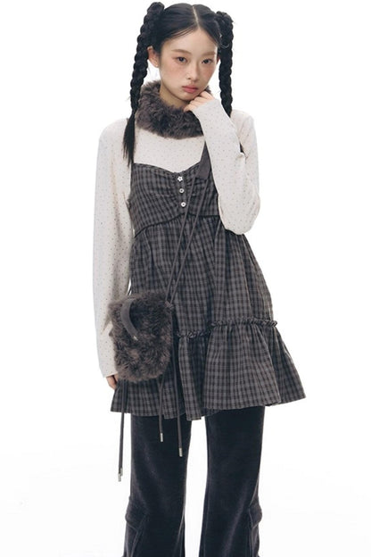 Plaid Ruffled Camisole Dress