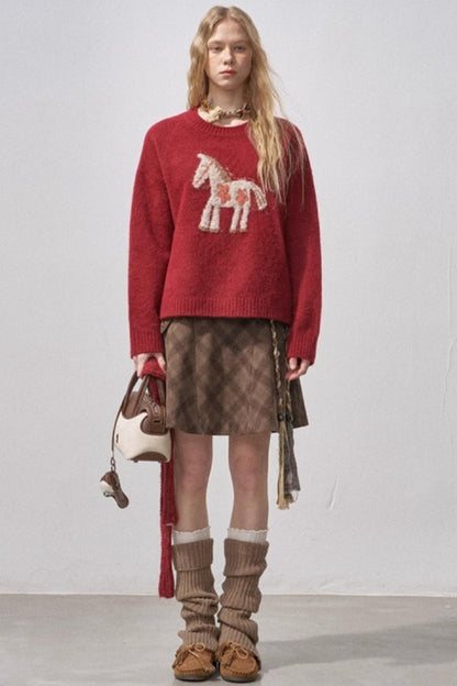 Floral Pony Festive Sweater