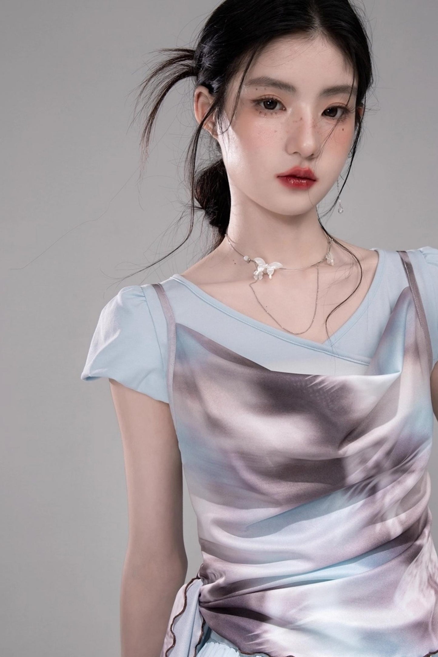 Twilight Sky Blue Swing Dress Set-Up