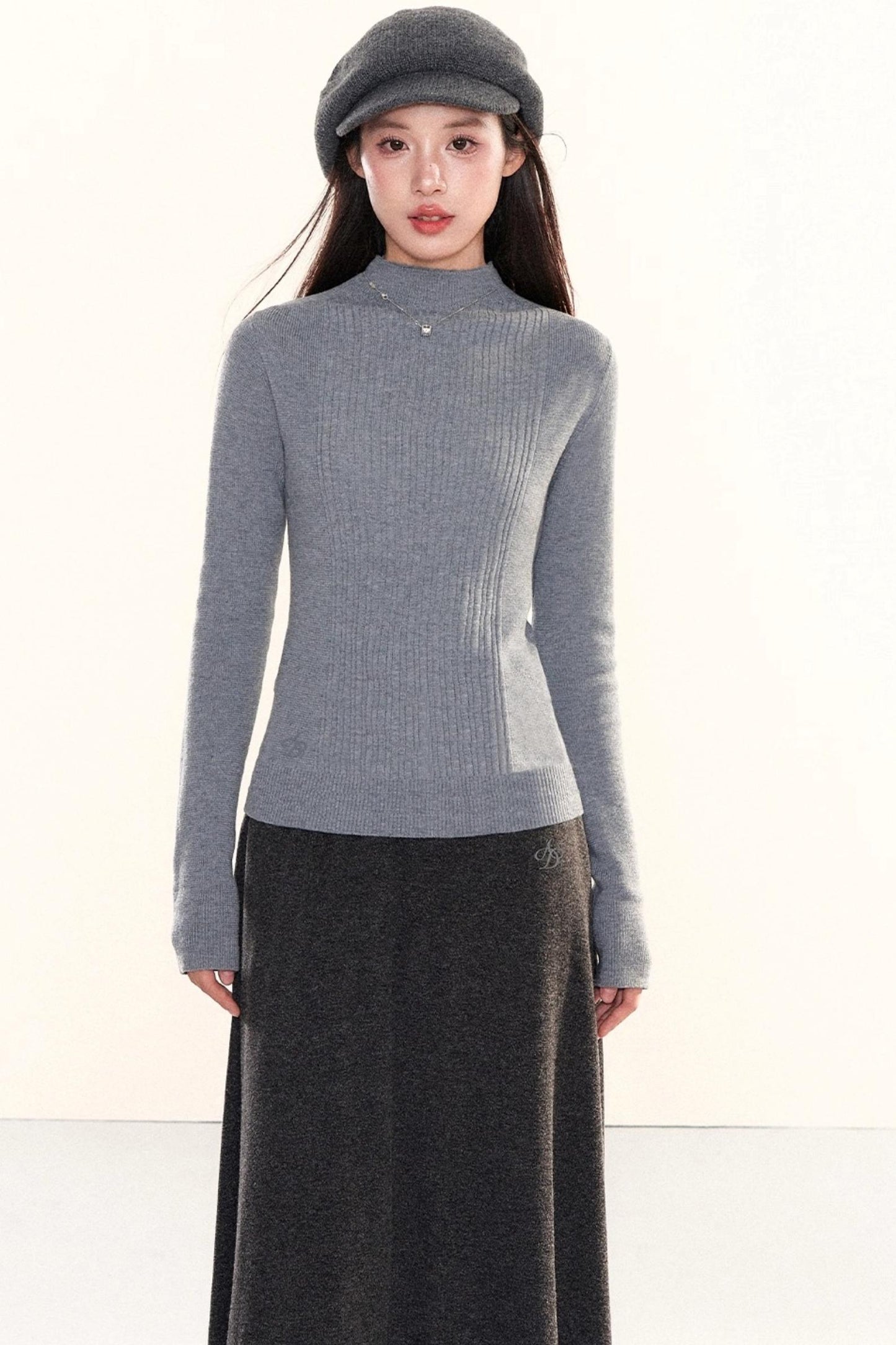 Ribbed Waist-Cinching Knit Sweater