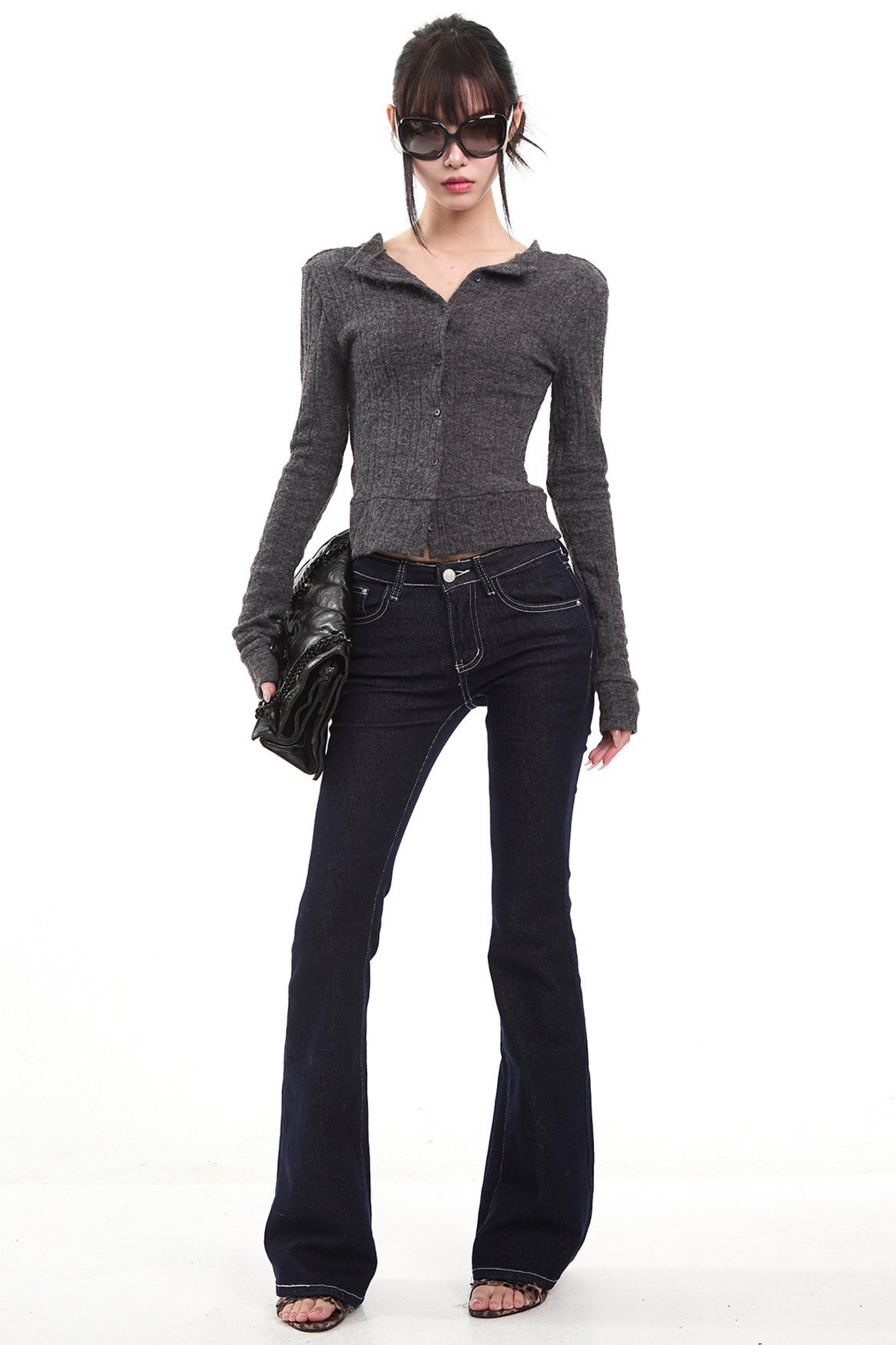 Dark Gray Knit Cardigan