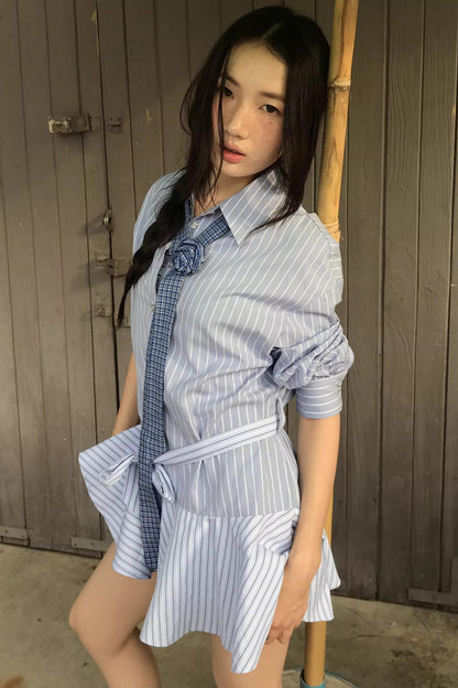 Layered Wave Stripes Dress