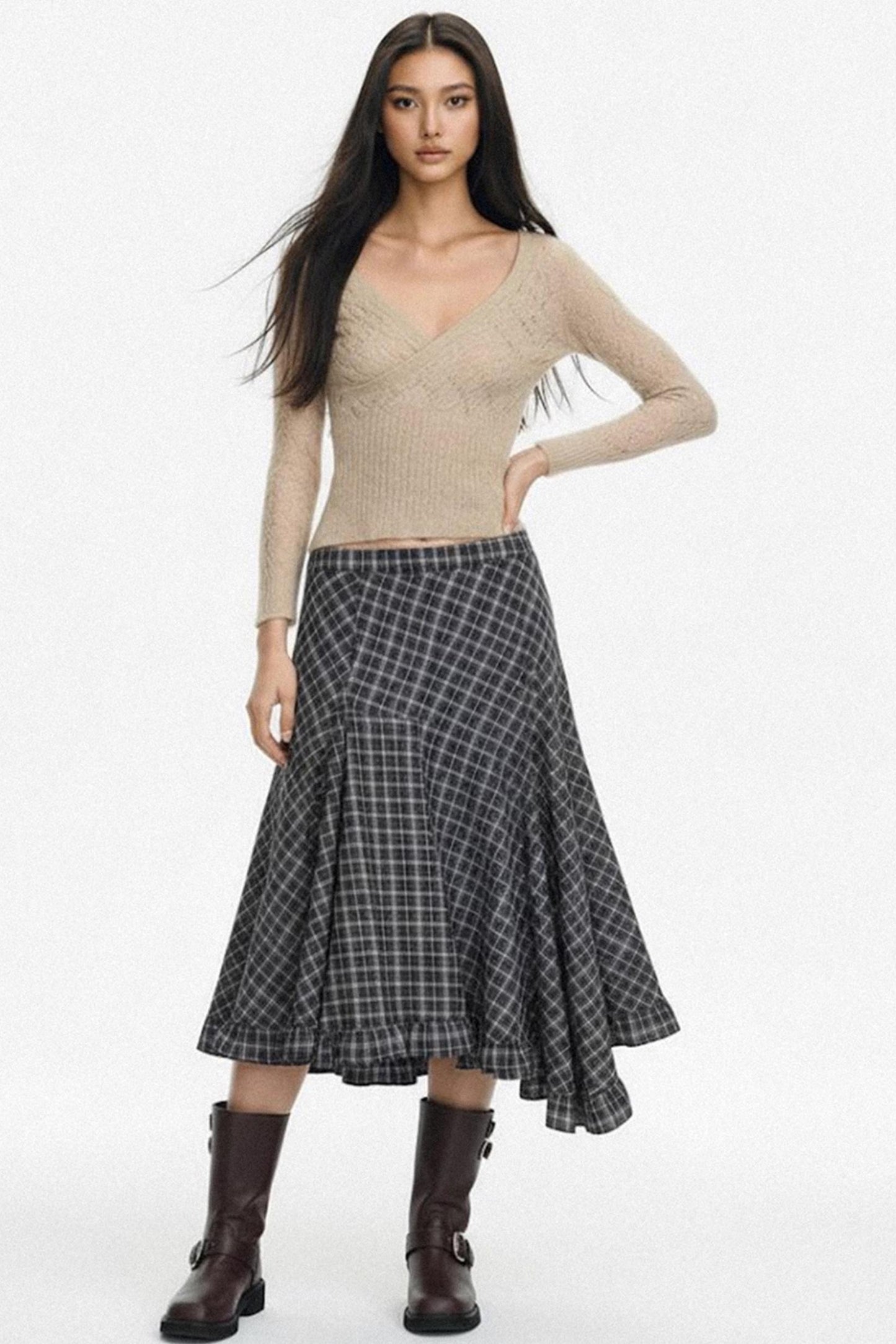 V-neck Crochet Woolen Top