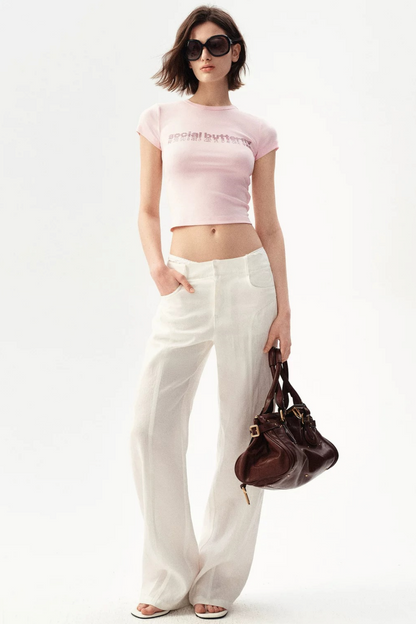 Maglia narrativa rosa con strass
