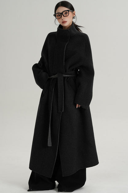 Casual Double-Sided High Neck Wool Coat