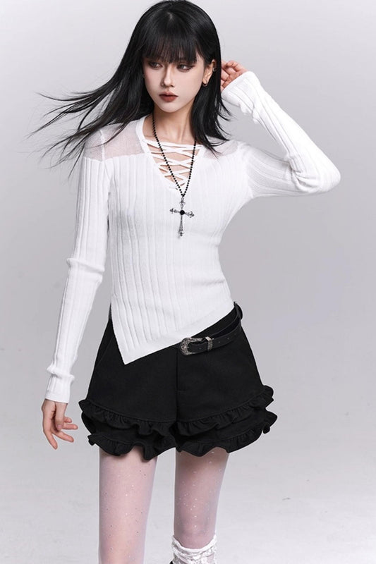 Unique Black Knit Top