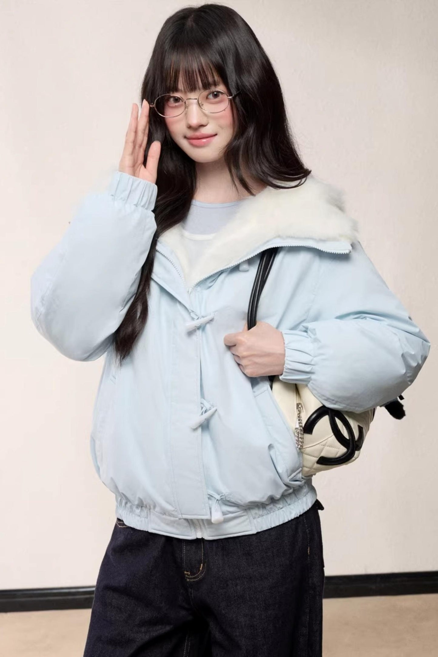 Fur Collar Hooded Cotton Coat