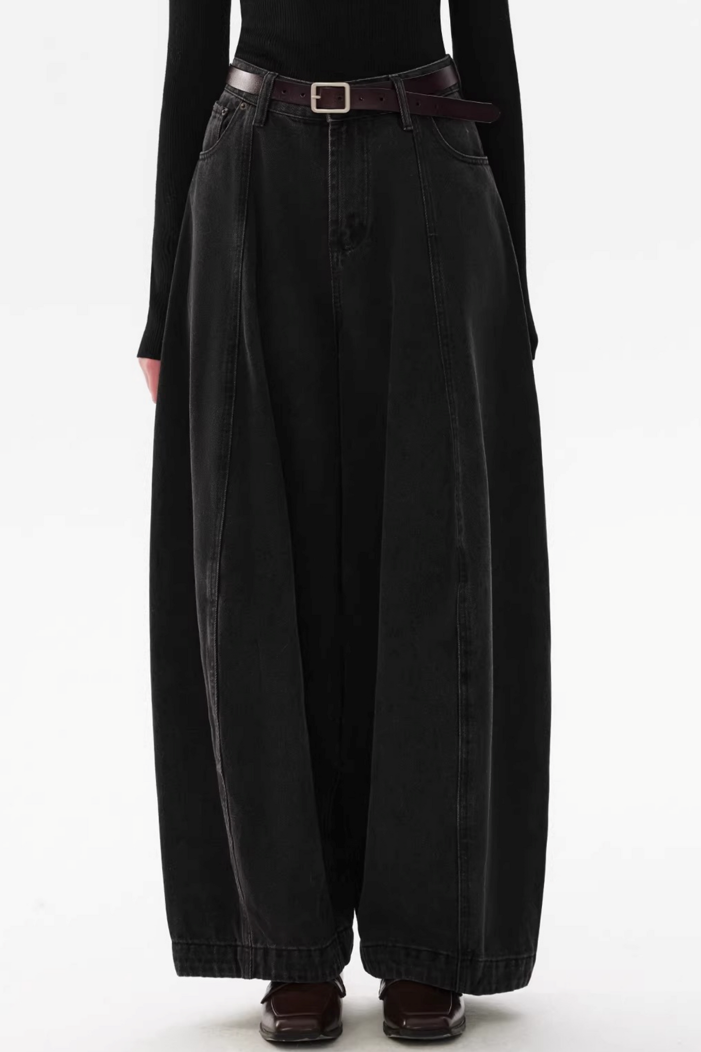 Retro Split Curved Denim Pants