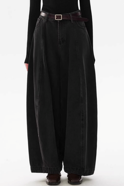 Retro Split Curved Denim Pants