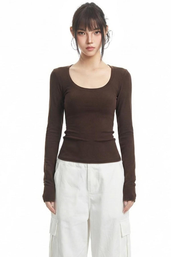 Black Slim-Fit Long-Sleeve Top