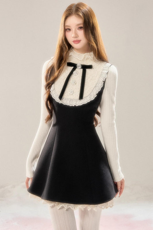 Elegant Woolen Lace Dress