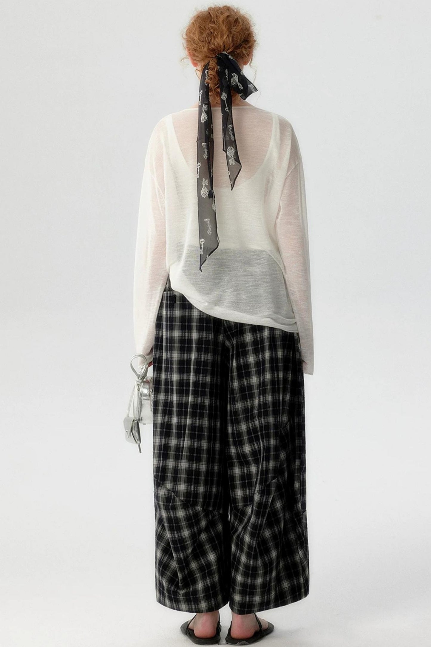 Elegant Plaid Lantern Pants