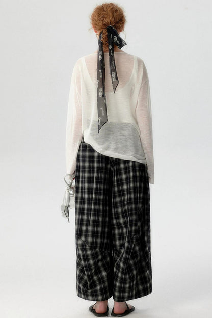Elegant Plaid Lantern Pants