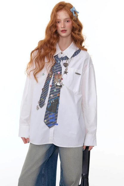 Retro Design Tie Print Shirt