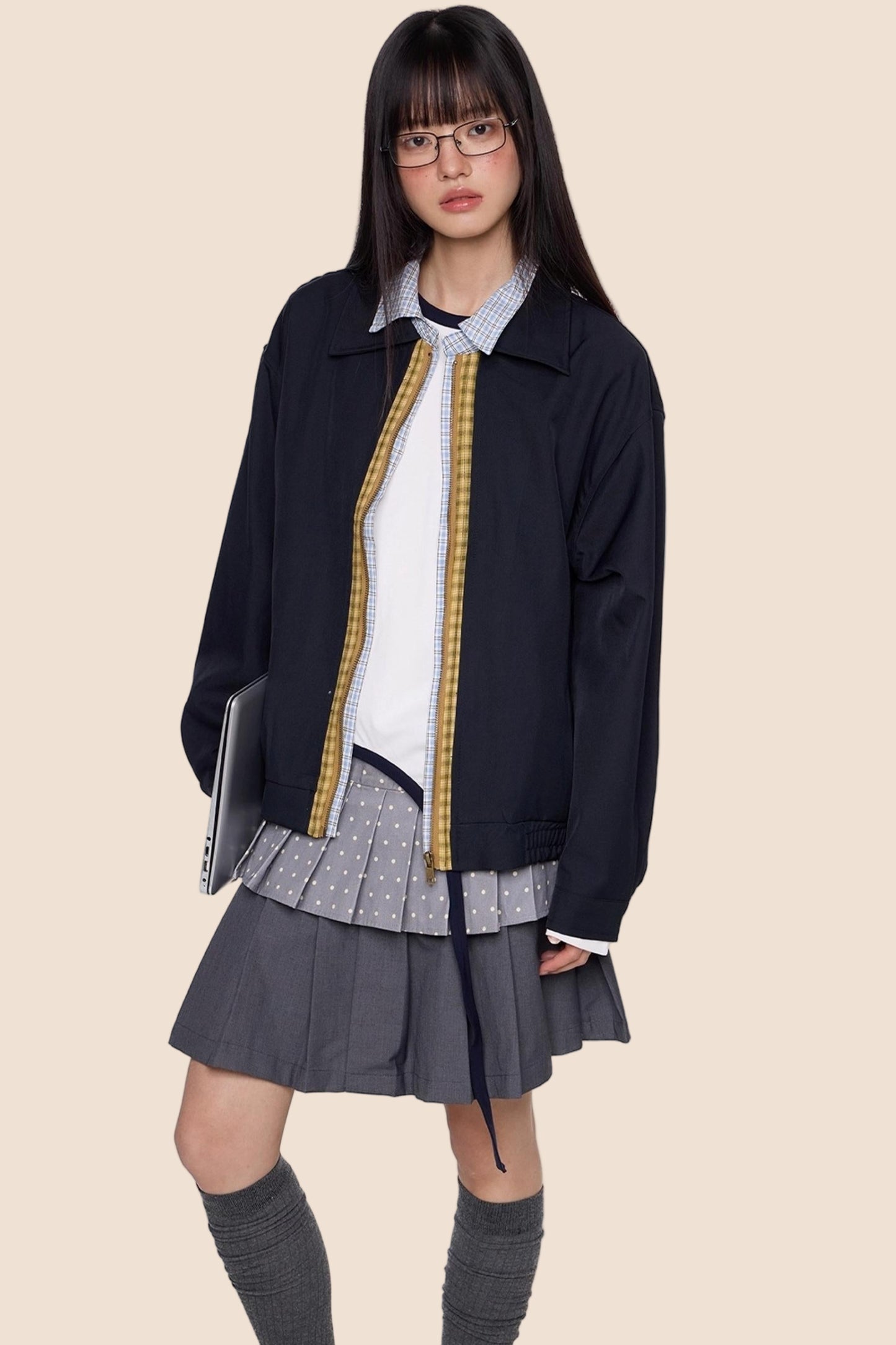 Vintage Contrast Lapel Jacket