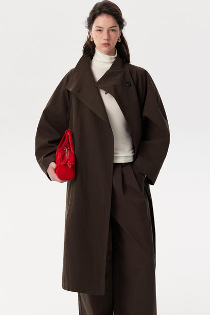 Paper-Textured Stand-Up Collar Coat