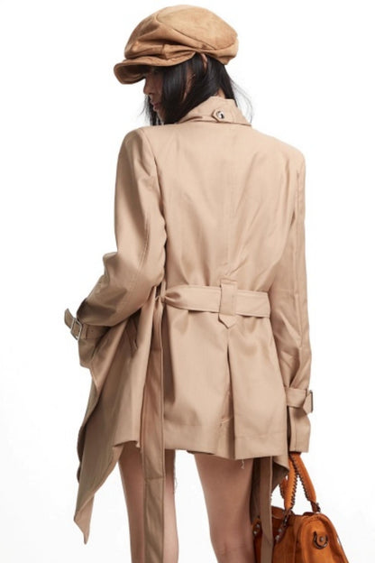Retro Asymmetrical Khaki Jacket