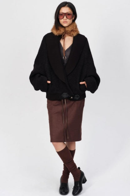 Winter Retro Suede Midi Skirt