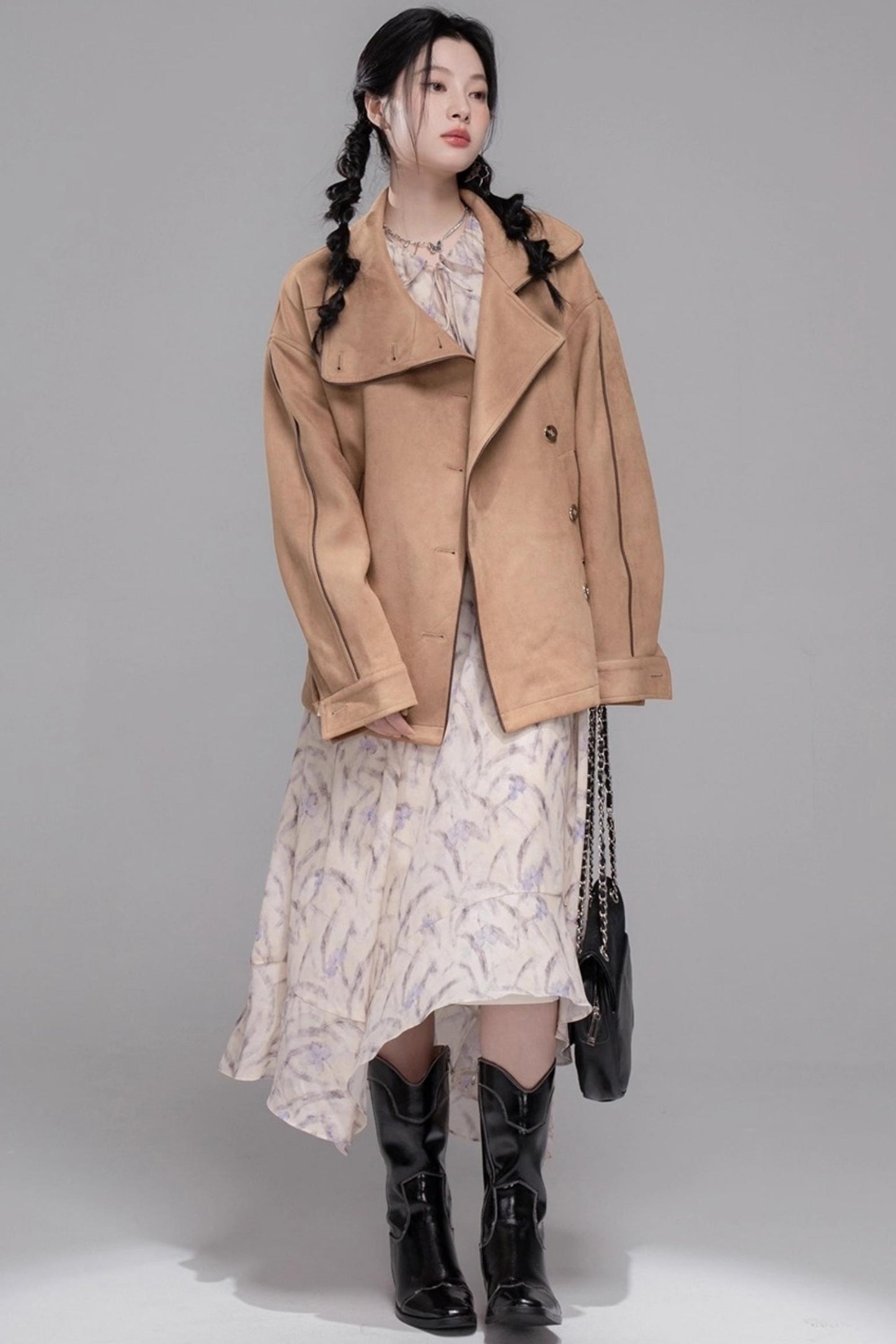 Lilac Irregular Lace Hem Dress