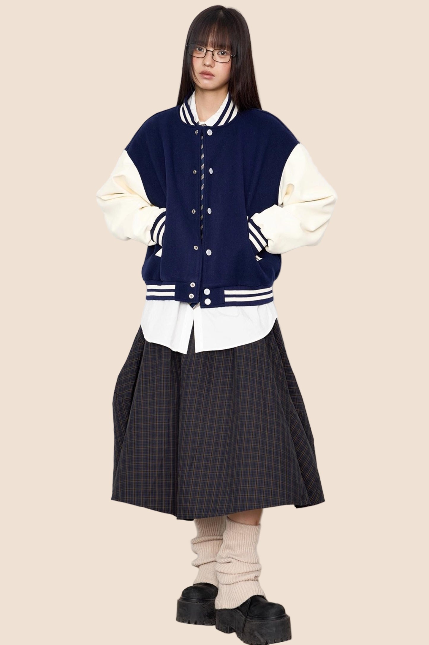 Patchwork Contrast Baseball Jersey Jacket