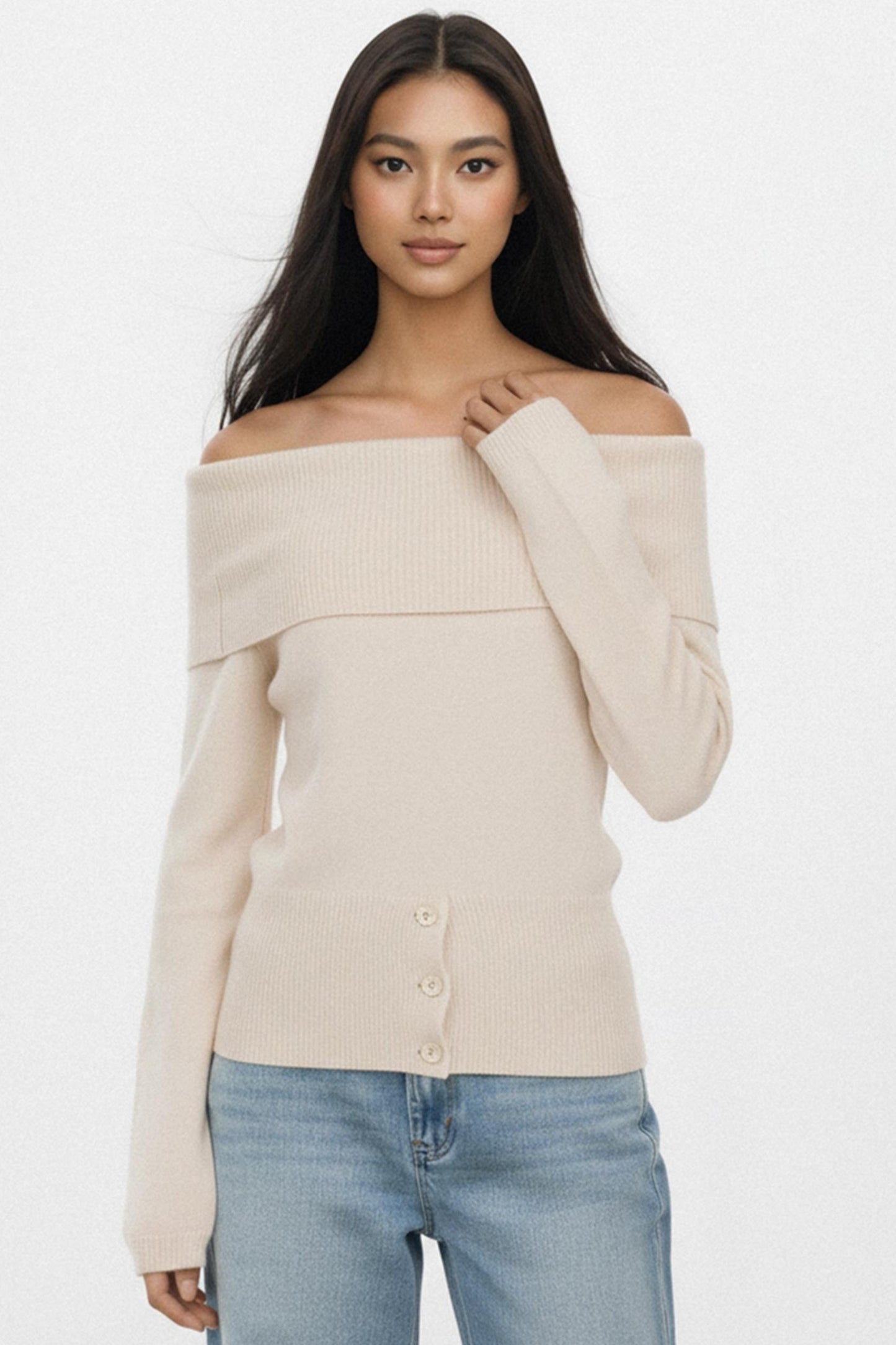 Off-White One-Shoulder Sweater