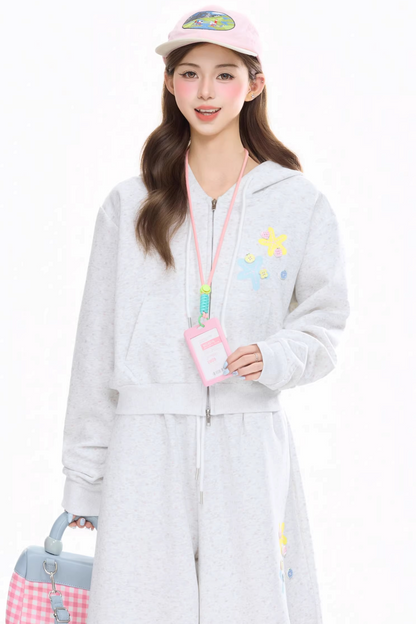 Retro Drapey Wide-Leg Sweatpants Set