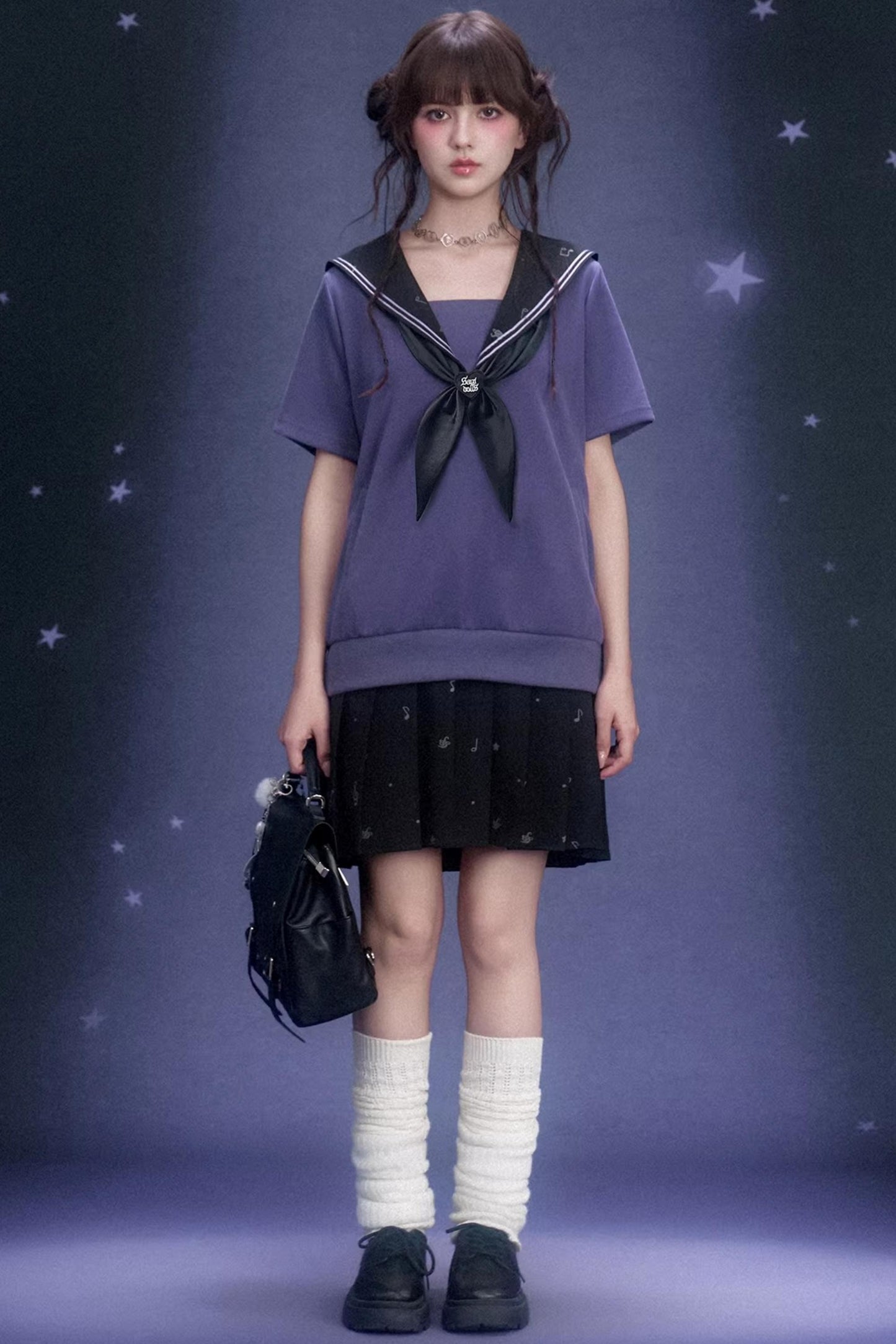 Deep Purple Sailor Collar Dress