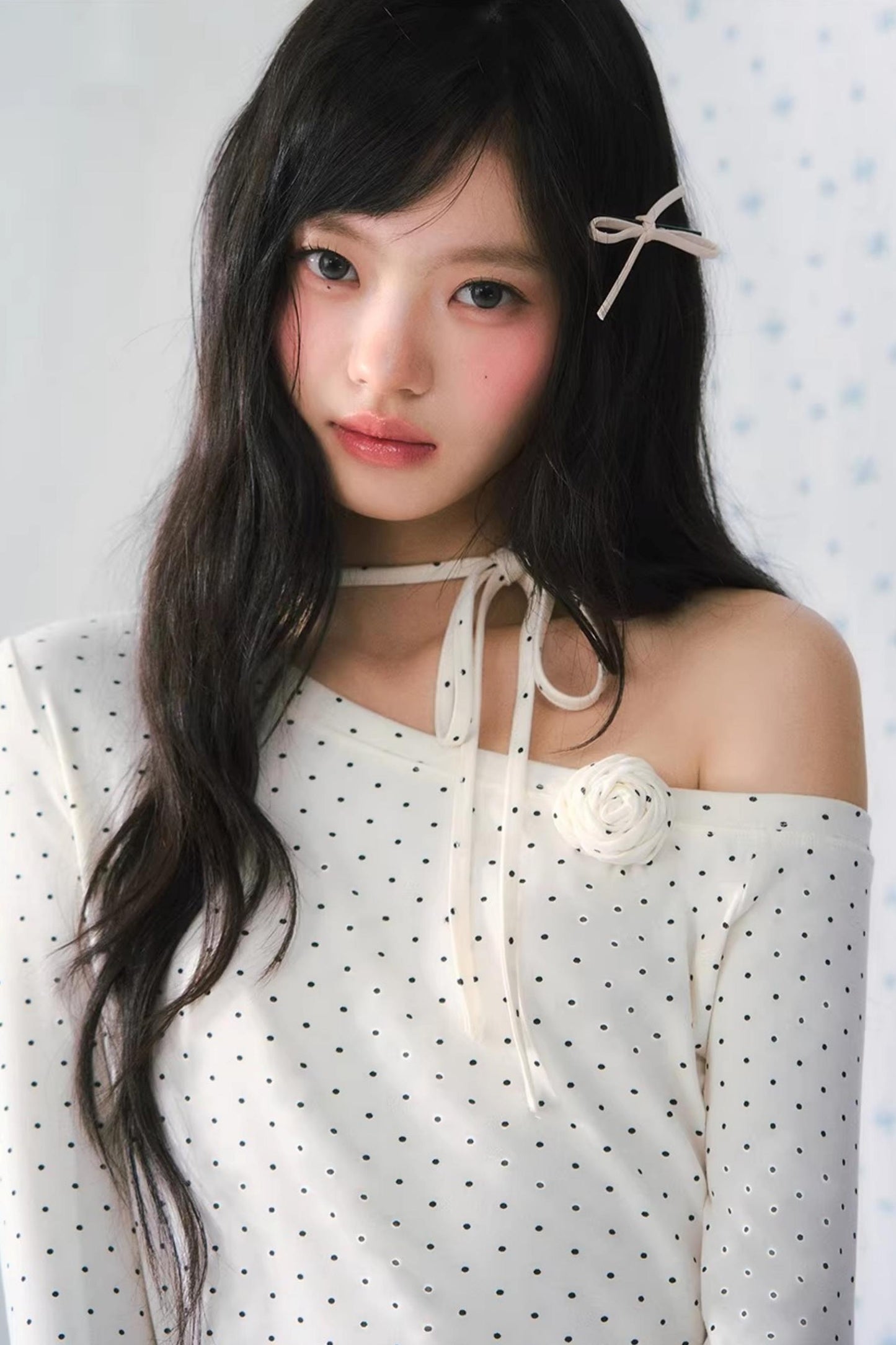 Polka Dot Lace Off-Shoulder Blouse