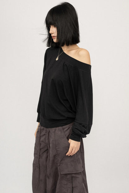 Autumn Off-Shoulder Long T-Shirt