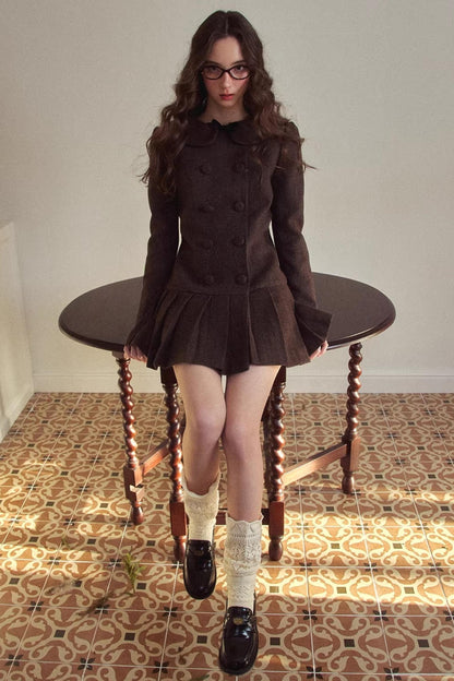 Retro Houndstooth Pleated Dress