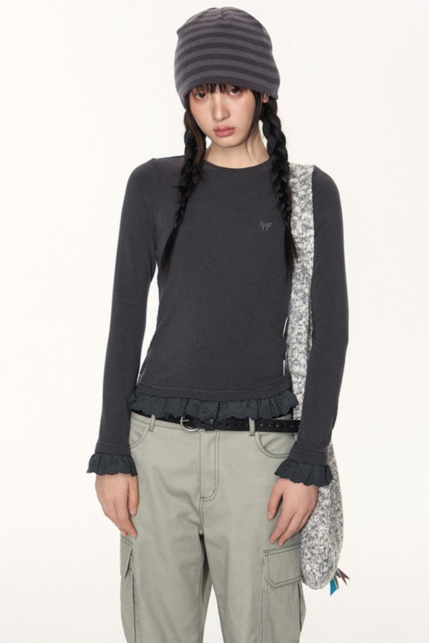 Lace Embroidery Slim Top