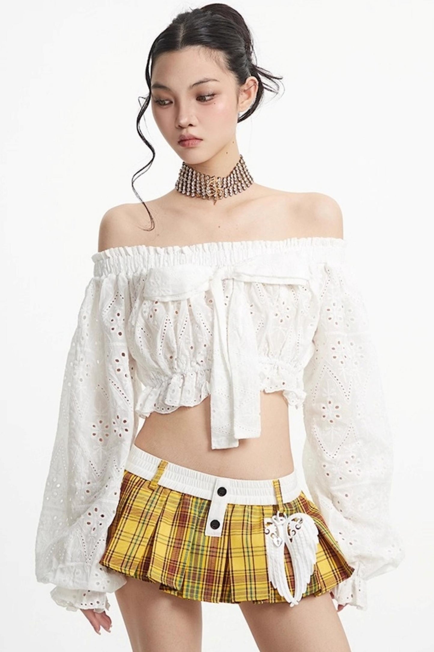 Vintage Puff One-Shoulder Long Sleeve Top