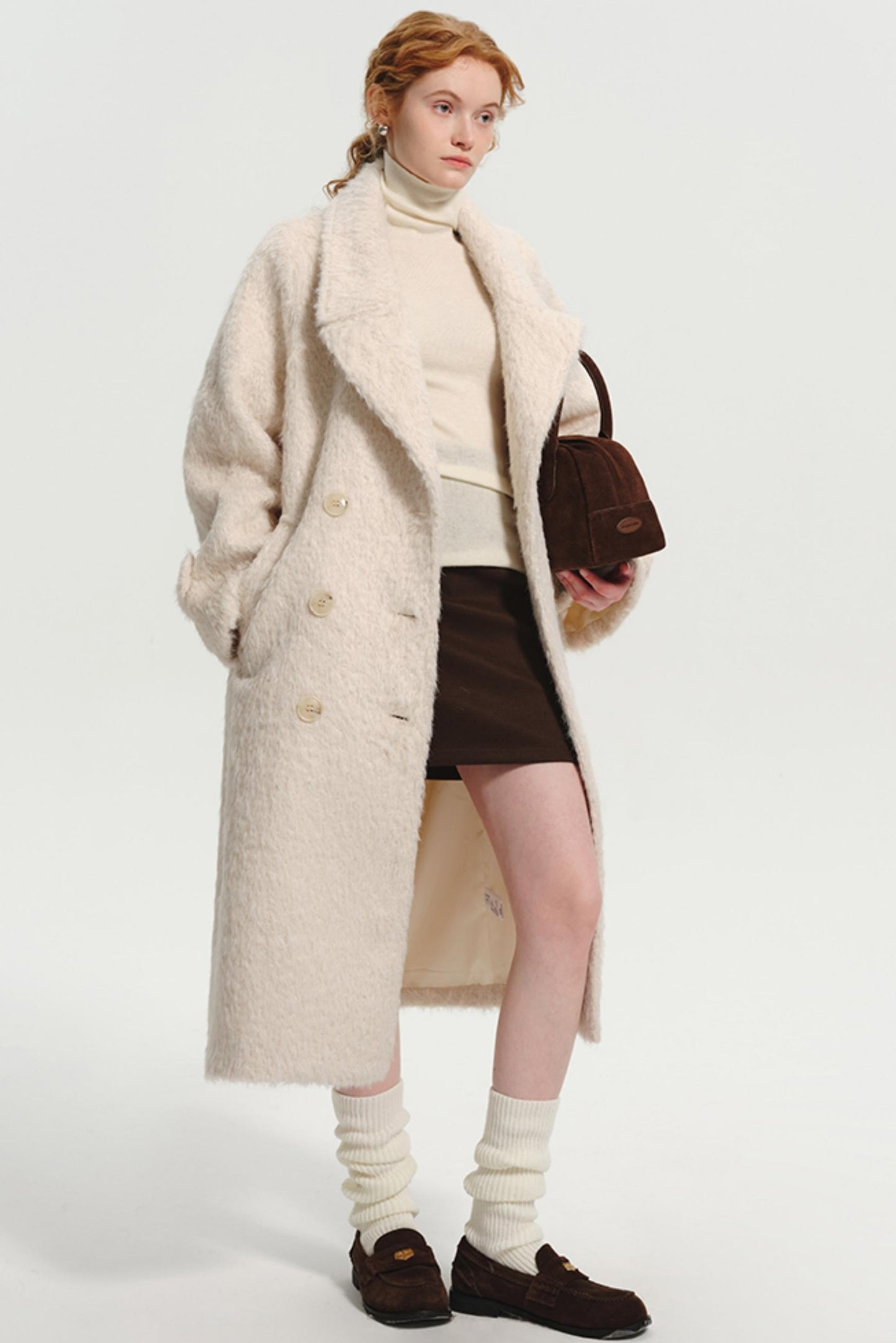 Korean Lamb Wool Thickened Tweed Coat