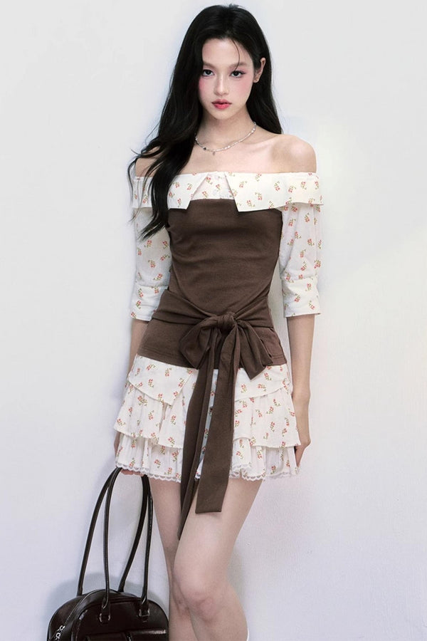 Patchwork Blouse Skirt Set-Up