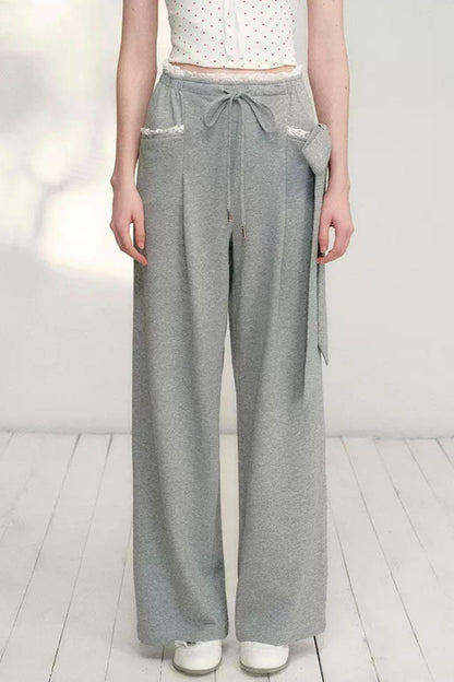 Lace Bow Wide Leg Pants