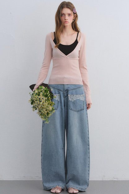 Wool Blend Color-Blocked Sweater