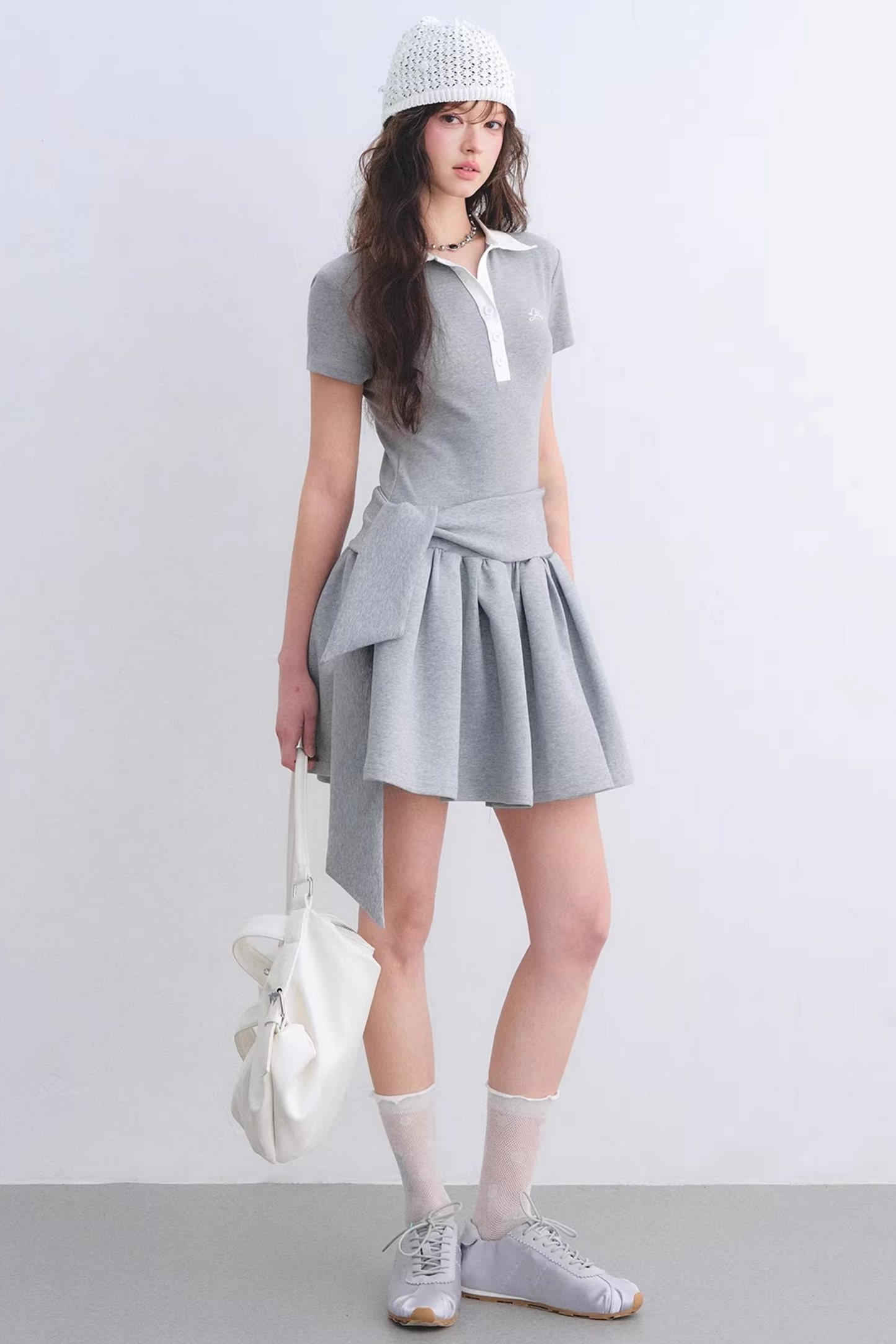 Contrasting Polo Puffy Dress