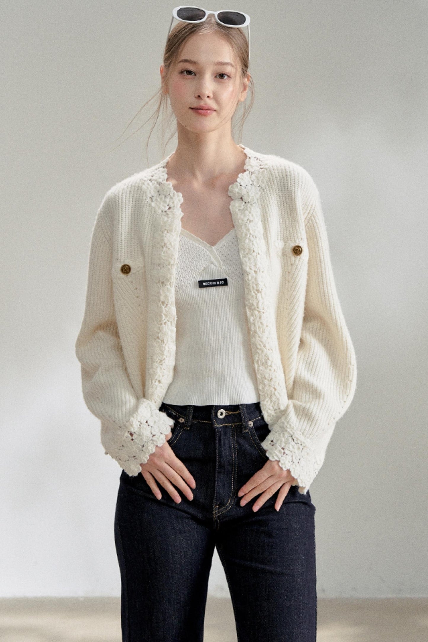 White Fragrance Knitted Cardigan