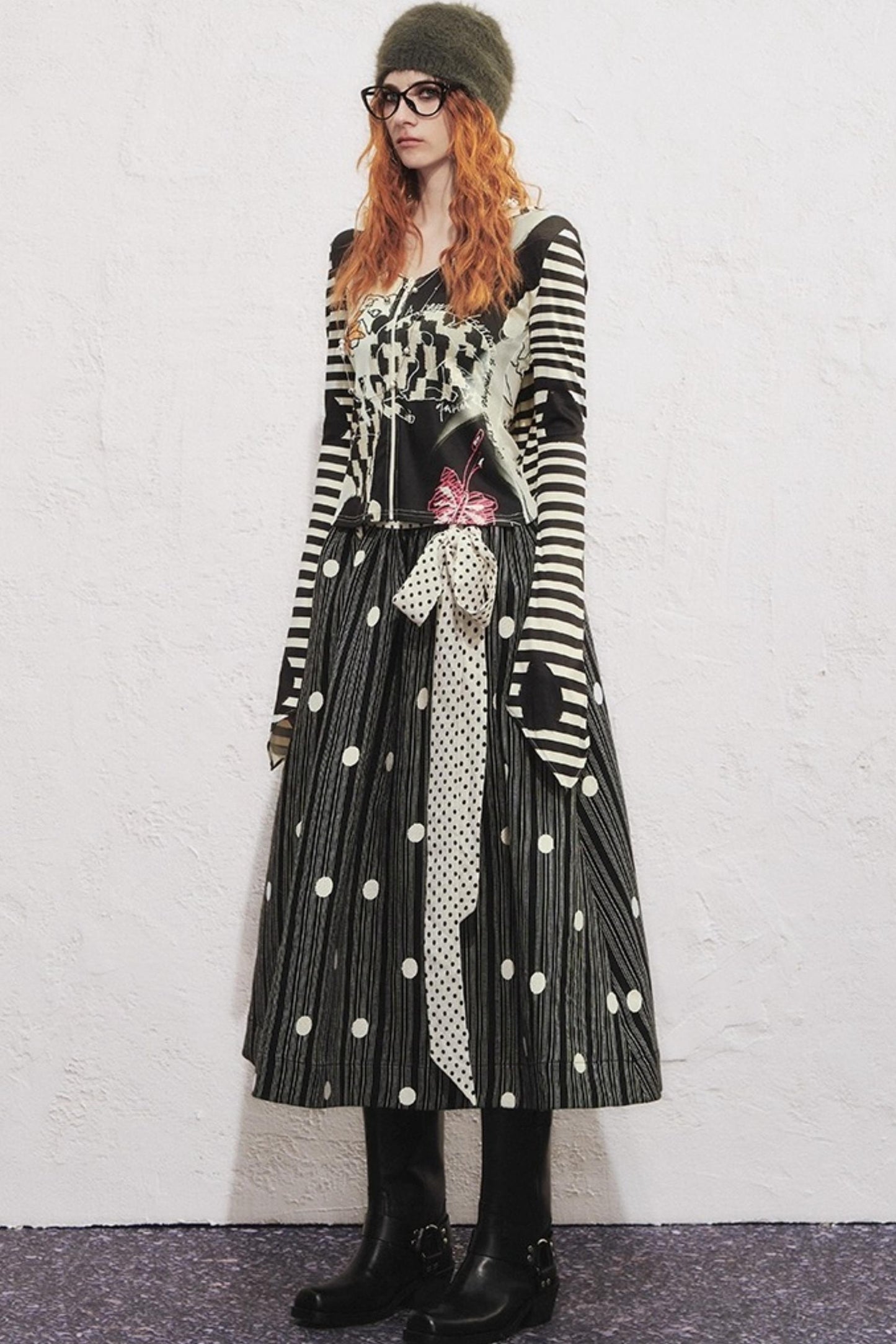 Hand-Painted Cat Chase Hooded Top