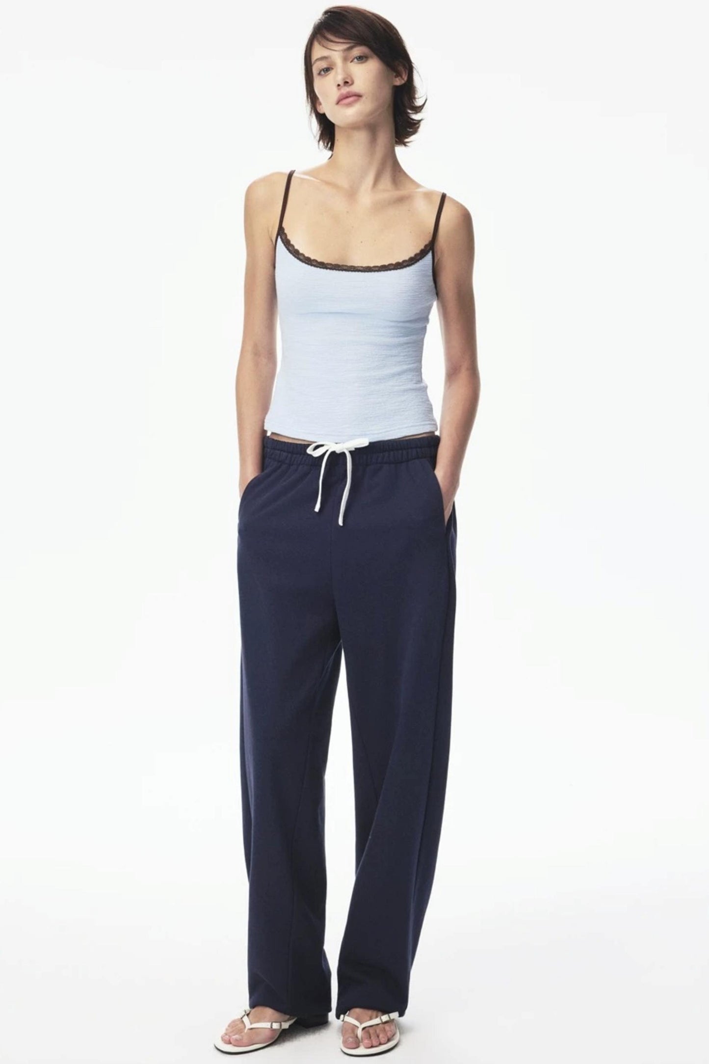 Canotta in pizzo con color-blocking