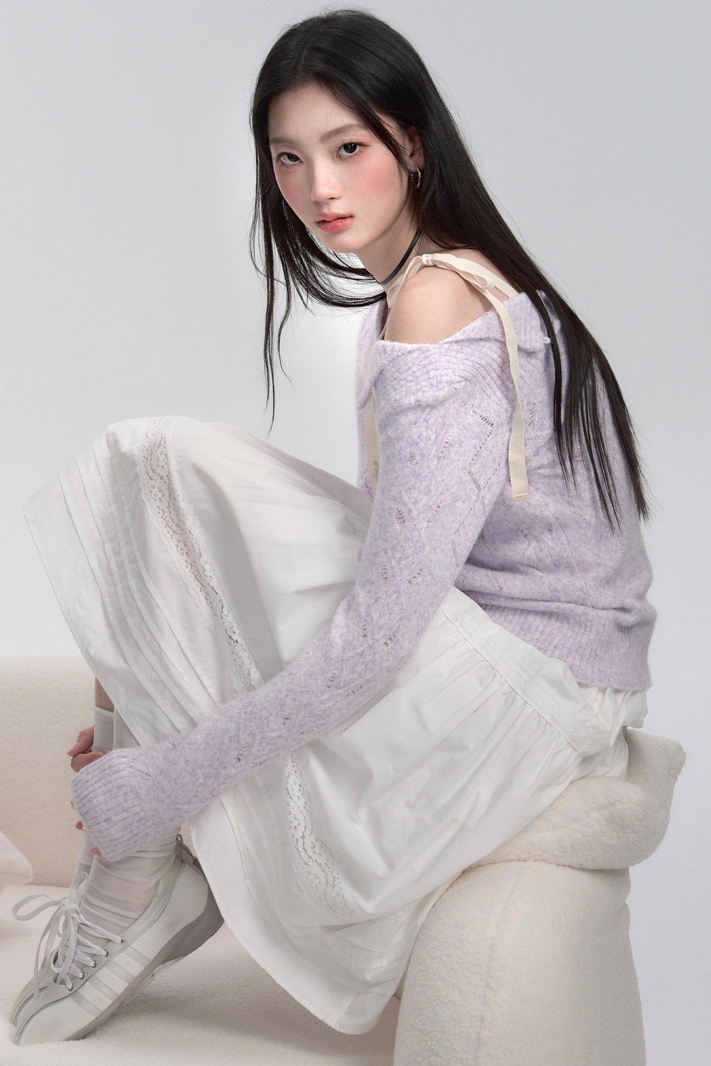 Schnürung Schulter Stricktop 