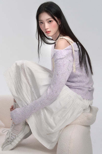 Schnürung Schulter Stricktop 