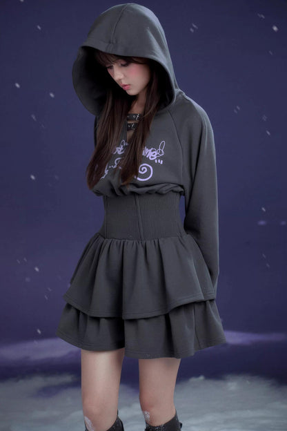 Gray Hooded Sweatshirt Dress