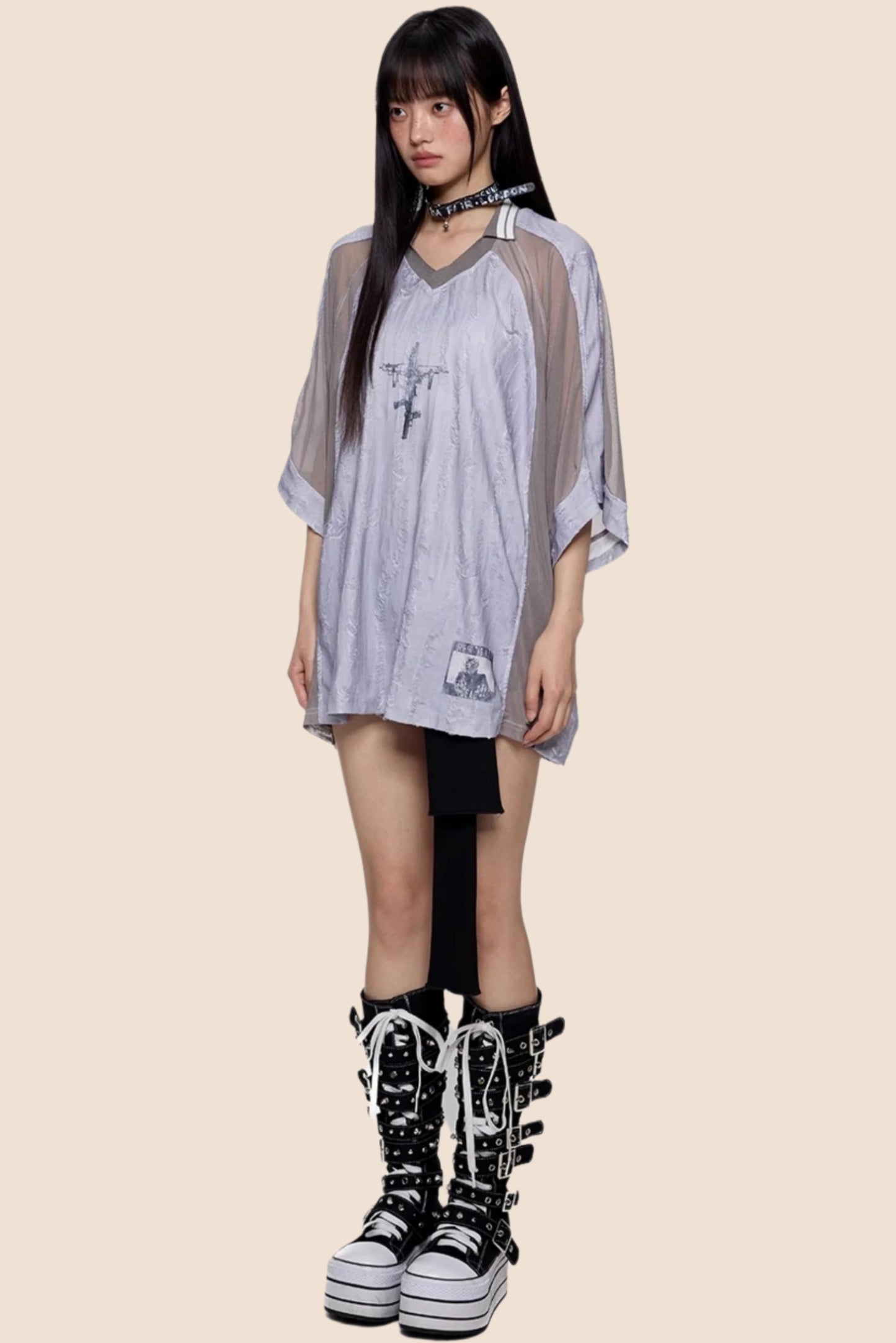 Slouchy Gray V-Neck Tee