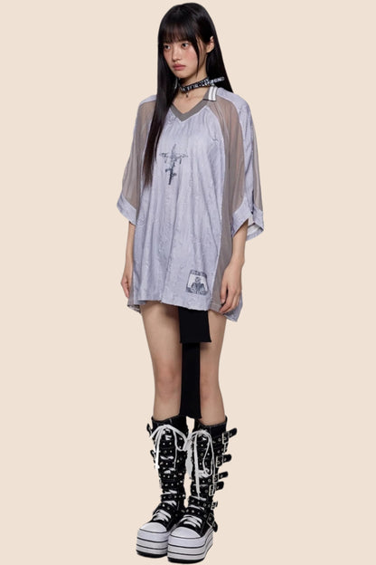 Slouchy Gray V-Neck Tee