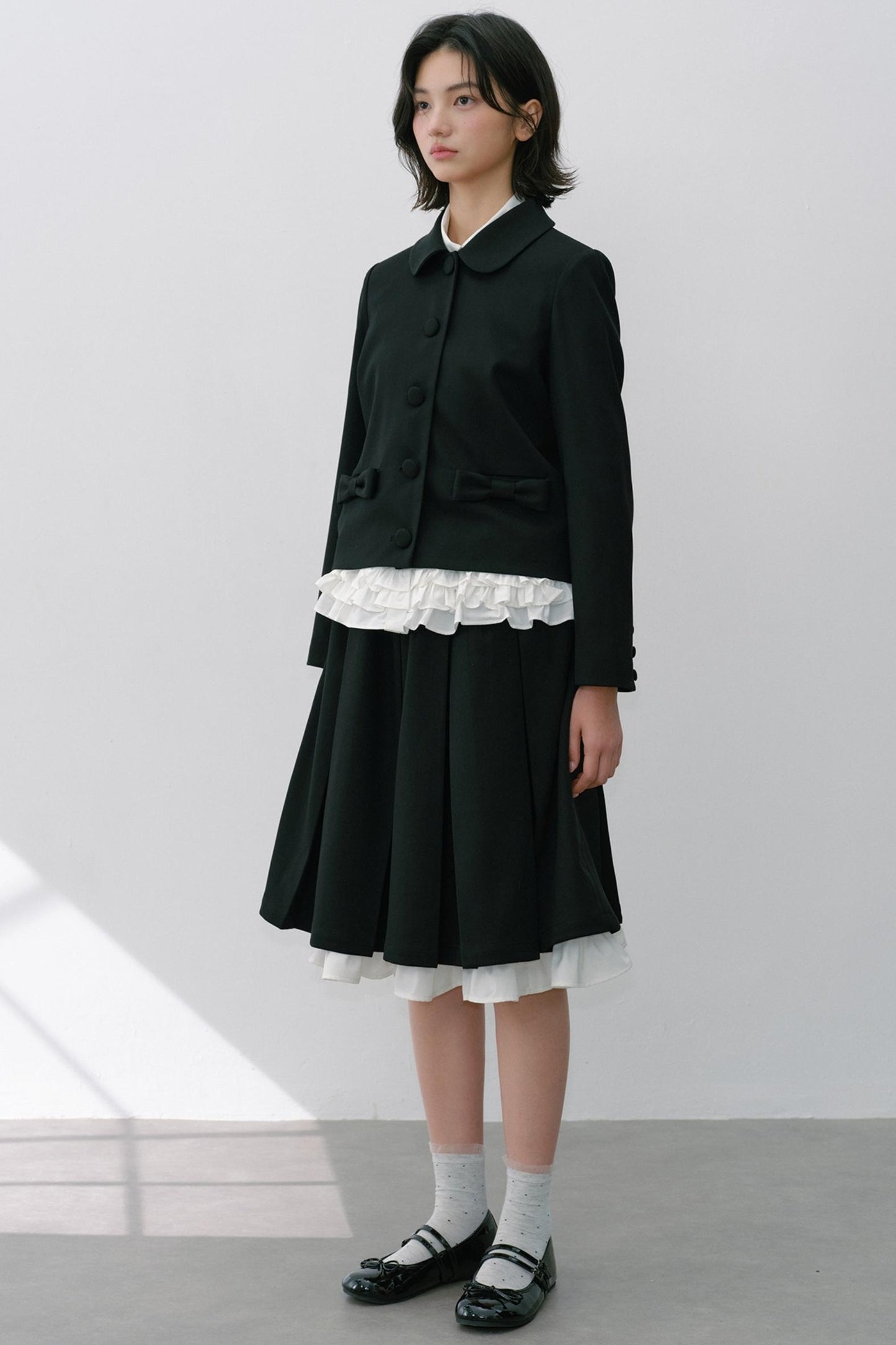 Elastic Pleated Skirt Suit Set-Up