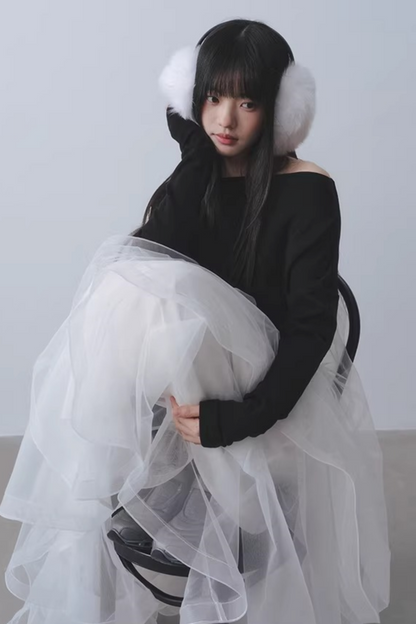 Ethereal White Mesh Skirt